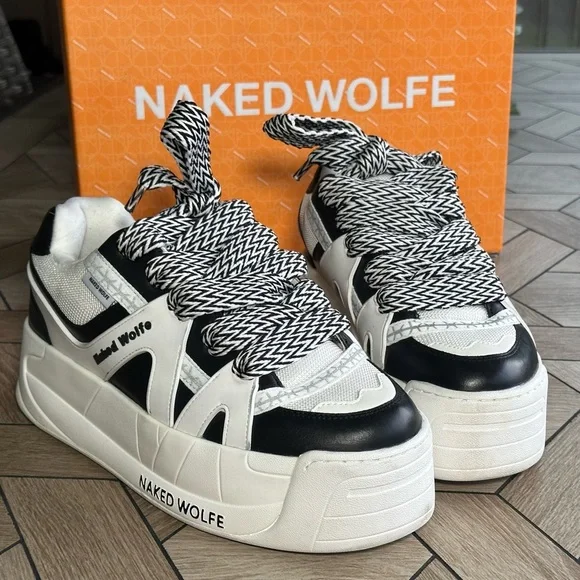 Original Naked Wolfe Black and White Unisex Sneakers - Picture 13 of 17